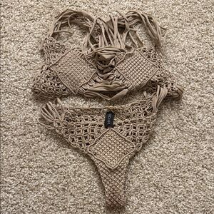 Indah Tan Crochet Swimwear Set